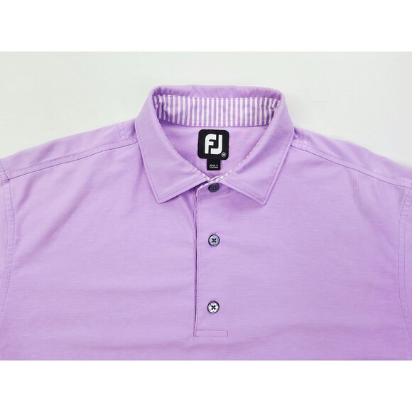 Footjoy Size Medium Mens Lavender Short Sleeve Embroidered Neck Logo Polo - Picture 10 of 10